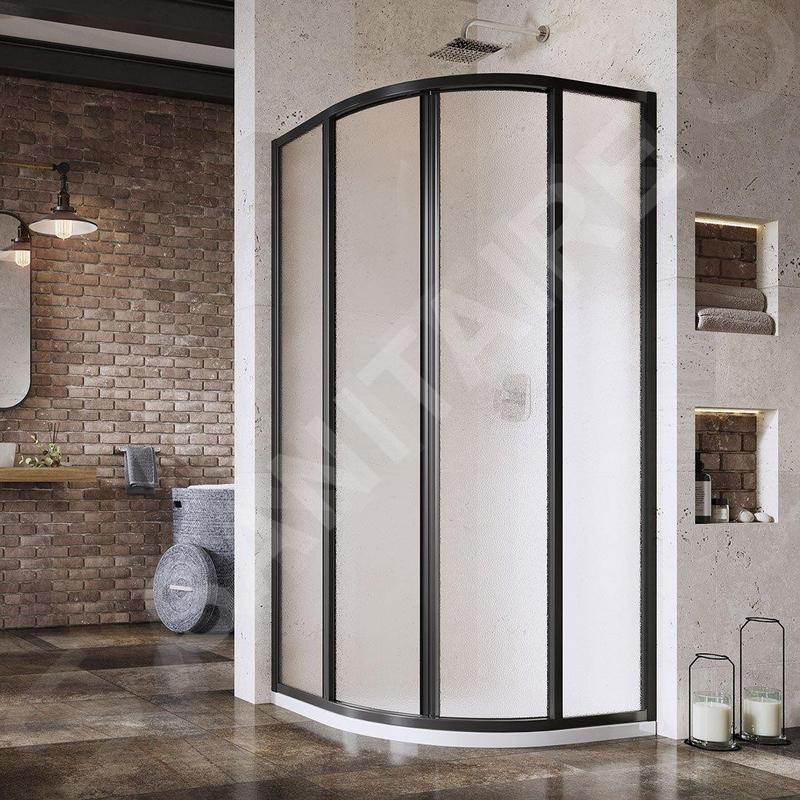 Ravak Supernova - Cabine de douche quart de rond en quatre parties SKCP4-80, 775-795 mm, noir/verre Grape 3114O302ZG