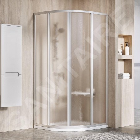 Ravak Supernova - Cabine de douche quart de rond en quatre parties SKCP4-80, 775-795 mm, satiné/verre Grape 3114OU02ZG