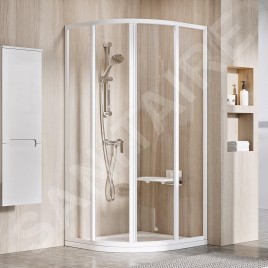 Ravak Supernova - Cabine de douche quart de rond en quatre parties SKCP4-90, 875-895 mm, blanc/verre clair 3117O102Z1