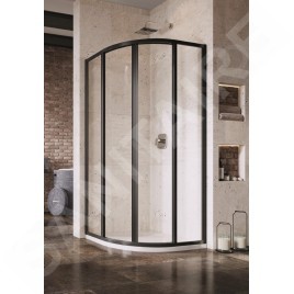 Ravak Supernova - Cabine de douche quart de rond en quatre parties SKCP4-90, 875-895 mm, noir/verre clair 3117O302Z1