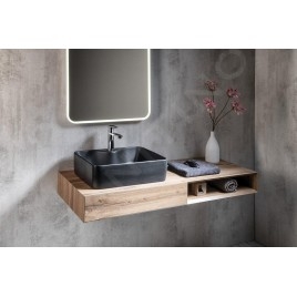 Sapho Balena - Lavabo à poser 480x370 mm, sans trop-plein, trou pour robinet, noir mat BH7013B