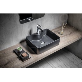 Sapho Balena - Lavabo à poser 480x370 mm, sans trop-plein, trou pour robinet, noir mat BH7013B
