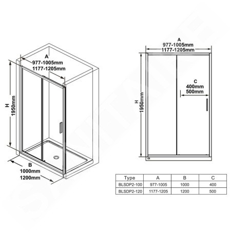 Ravak Blix - Porte de douche Slim BLSDP2-100, 977-1005 mm, noir/verre transparent X0PMA0300Z1