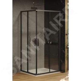 Ravak Blix - Cabine de douche Slim BLSRV2-90, 900x900 mm, noir/verre transparent X1LM70300Z1
