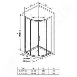 Ravak Blix - Cabine de douche Slim BLSCP4-80, 800x800 mm, noir/verre clair X3BM40300Z1