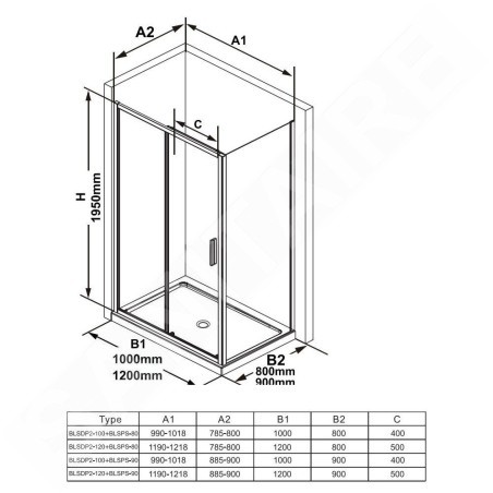 Ravak Blix - Paroi de douche BLSPS-80, 785-800 mm, noir/verre clair X9BM40300Z1
