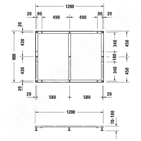 Duravit Accessoires - Support pour receveur de douche 1200x900 mm 791384000000000