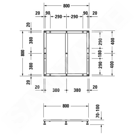 Duravit Accessoires - Support pour receveur de douche 800x800 mm 791373000000000