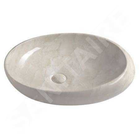 Sapho Dalma - Vasque à poser 680x440 mm, sans trop-plein, sans trou pour robinet, marfil MM327