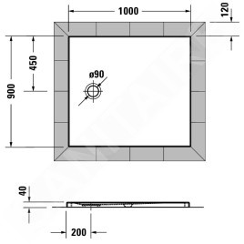 Duravit Tempano - Receveur de douche 1000x900 mm, Anti-Slip, blanc 720195000000001