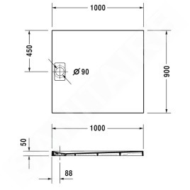 Duravit Stonetto - Receveur de douche 1000x900 mm, anthracite mat 720166680000000