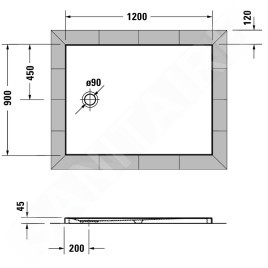 Duravit Tempano - Receveur de douche 1200x900 mm, blanc 720198000000000