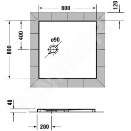Duravit Tempano - Receveur de douche800x800 mm, blanc 720187000000000