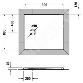 Duravit Tempano - Receveur de douche900x800 mm, Antislip, blanc 720192000000001