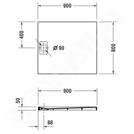 Duravit Stonetto - Receveur de douche 900x800 mm, anthracite mat 720145680000000