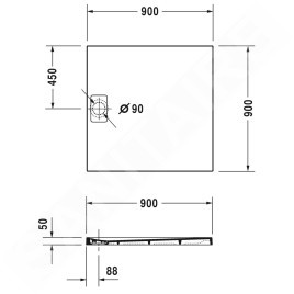 Duravit Stonetto - Receveur de douche 900x900 mm, blanc 720146380000000