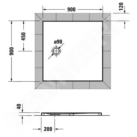 Duravit Tempano - Receveur de douche 900x900 mm, blanc 720188000000000