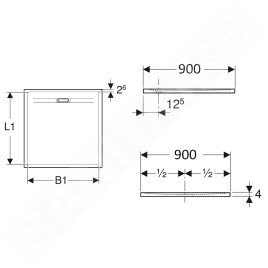 Geberit Sestra - Receveur de douche 900x900 mm, graphite 550.270.00.2