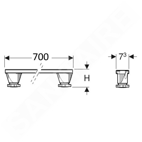 Geberit Accessoires - Set pour montage brute 700 mm, hauteur 9-21 cm, pour bacs à partir de 1400 mm 554.959.00.2