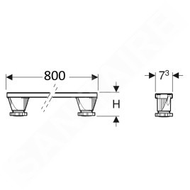 Geberit Accessoires - Set pour montage brute 800 mm, hauteur 9-21 cm, pour bacs à partir de 1400 mm 554.962.00.2