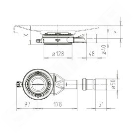 Kaldewei Accessoires - Bonde KA 120 Flat pour receveurs de douche, extra plat, sans couvercle 687772510000