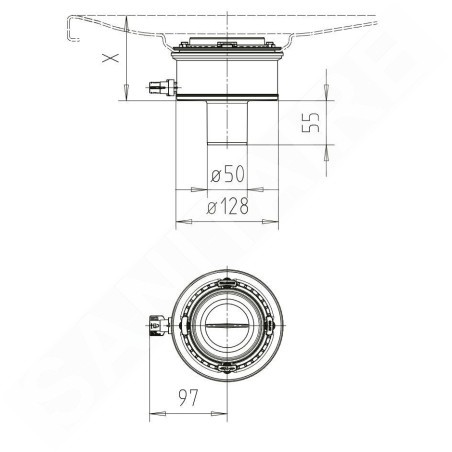 Kaldewei Accessoires - Bonde KA 120 pour receveurs de douche, vertical, sans couvercle 687772520000