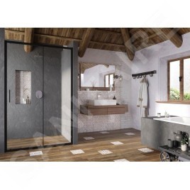 Ravak Blix - Porte de douche étroite BLSDP2-110, 1077-1105 mm, noir/verre clair X0PMD0300Z1