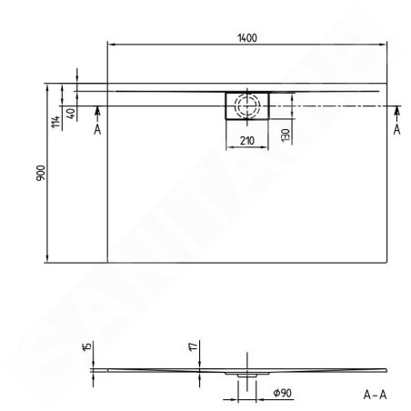 Villeroy & Boch Architectura - Receveur de douche, 1400x900 mm, blanc alpin UDA1490ARA215V-01