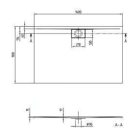 Villeroy & Boch Architectura - Receveur de douche, 1400x900 mm, VilboGrip, blanc alpin UDA1490ARA215GV-01
