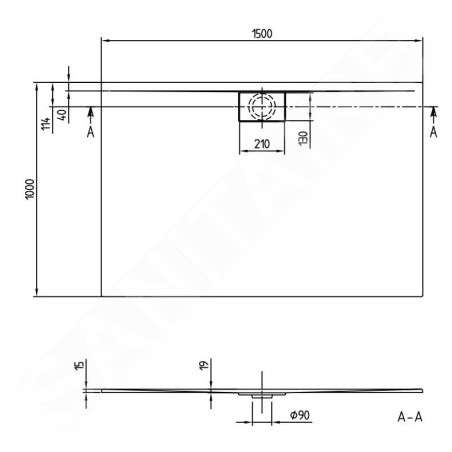 Villeroy & Boch Architectura - Receveur de douche, 1500x1000 mm, VilboGrip, blanc alpin UDA1510ARA215GV-01