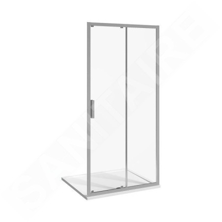 Jika Nion - Porte de douche coulissante G/D en deux parties, 1000 mm, Jika perla Glass, argent/verre arctique H2422N30026661