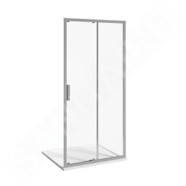Jika Nion - Porte de douche coulissante G/D en deux parties, 1400 mm, Jika perla Glass, argent/verre transparent H2422N80026681