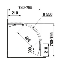 Jika Nion - Cabine de douche quart de cercle, 800x800 mm, rayon 550 mm, Jika perla Glass, argent/verre arctique H2532N10026661