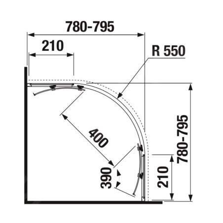 Jika Nion - Cabine de douche quart de cercle, 800x800 mm, rayon 550 mm, Jika perla Glass, argent/verre arctique H2532N10026661