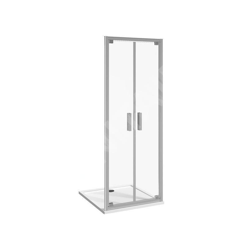 Jika Nion - Porte de douche pivotante G/D à deux battants, 900 mm, Jika perla Glass, argent/verre transparent H2562N20006681