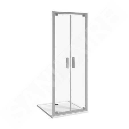 Jika Nion - Porte de douche pivotante G/D à deux battants, 900 mm, Jika perla Glass, argent/verre transparent H2562N20006681