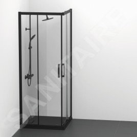 Ideal Standard Connect 2 - Porte de douche coulissante, 2 battants, 900 mm, noir / verre clair K9261V3