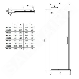 Ideal Standard Connect 2 - Porte de douche coulissante, 2 battants, 1000 mm, noir / verre clair K9262V3