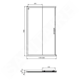 Ideal Standard Connect 2 - Porte de douche coulissante, 2 battants, 1200 mm, noir / verre clair K9264V3