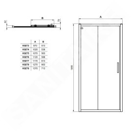 Ideal Standard Connect 2 - Porte de douche coulissante, 2 battants, 1050 mm, noir / verre clair K9274V3