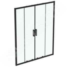 Ideal Standard Connect 2 - Porte de douche coulissante, 4 battants, 1600 mm, noir / verre clair K9282V3