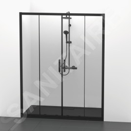 Ideal Standard Connect 2 - Porte de douche coulissante, 4 battants, 1600 mm, noir / verre clair K9282V3