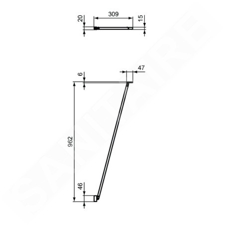 Ideal Standard Connect 2 - Bras de fixation, noir K9381V3