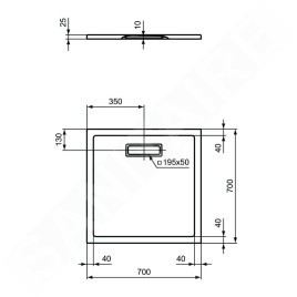 Ideal Standard Ultra Flat New - Receveur de douche 700x700 mm, blanc T446501