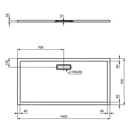 Ideal Standard Ultra Flat New - Receveur de douche 1400 x 700 mm, blanc mat T4477V1