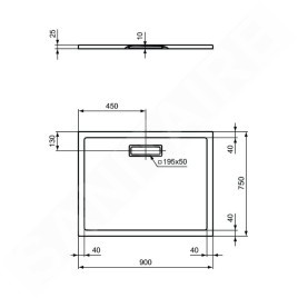 Ideal Standard Ultra Flat New - Receveur de douche 900x750 mm, blanc T448001