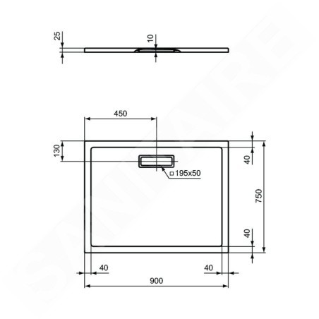 Ideal Standard Ultra Flat New - Receveur de douche 900x750 mm, blanc T448001