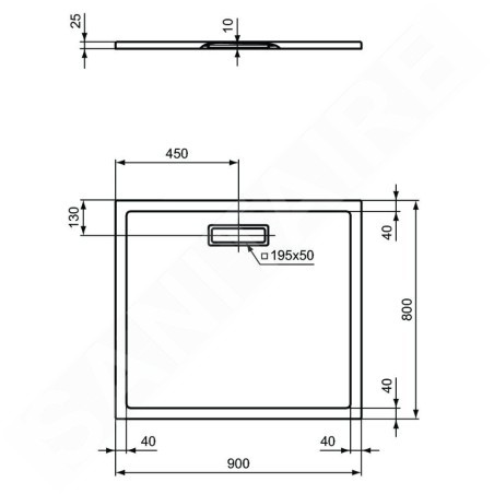 Ideal Standard Ultra Flat New - Receveur de douche 800x900 mm, blanc mat T4481V1