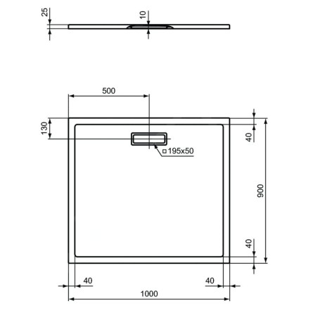 Ideal Standard Ultra Flat New - Receveur de douche 1000x900 mm, blanc T448201