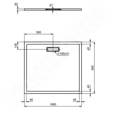 Ideal Standard Ultra Flat New - Receveur de douche 1000x900 mm, blanc mat T4482V1
